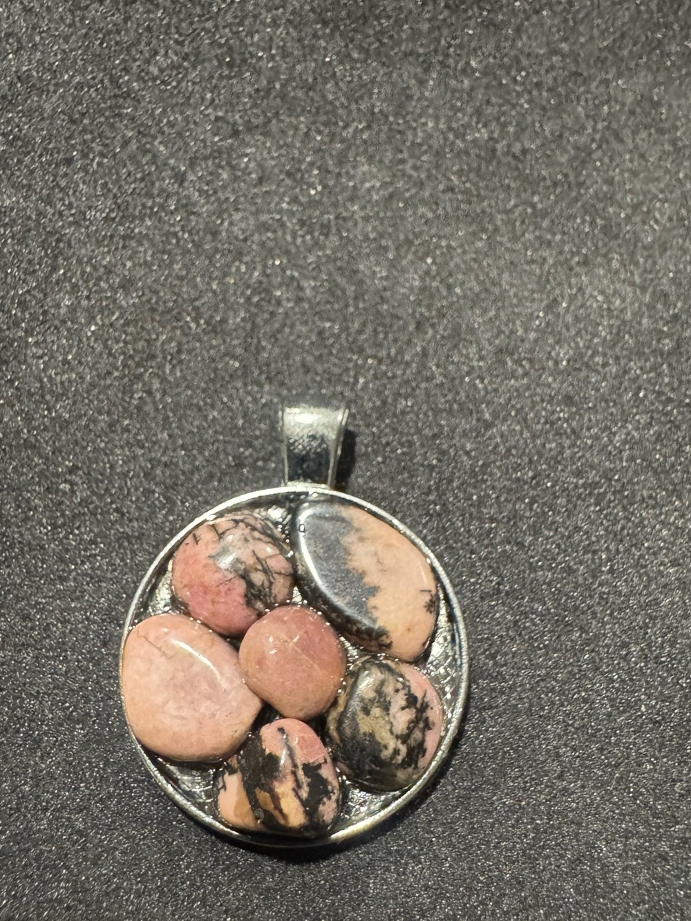 Rhodonite Stone Cluster Pendant Necklace - Women Jewelry